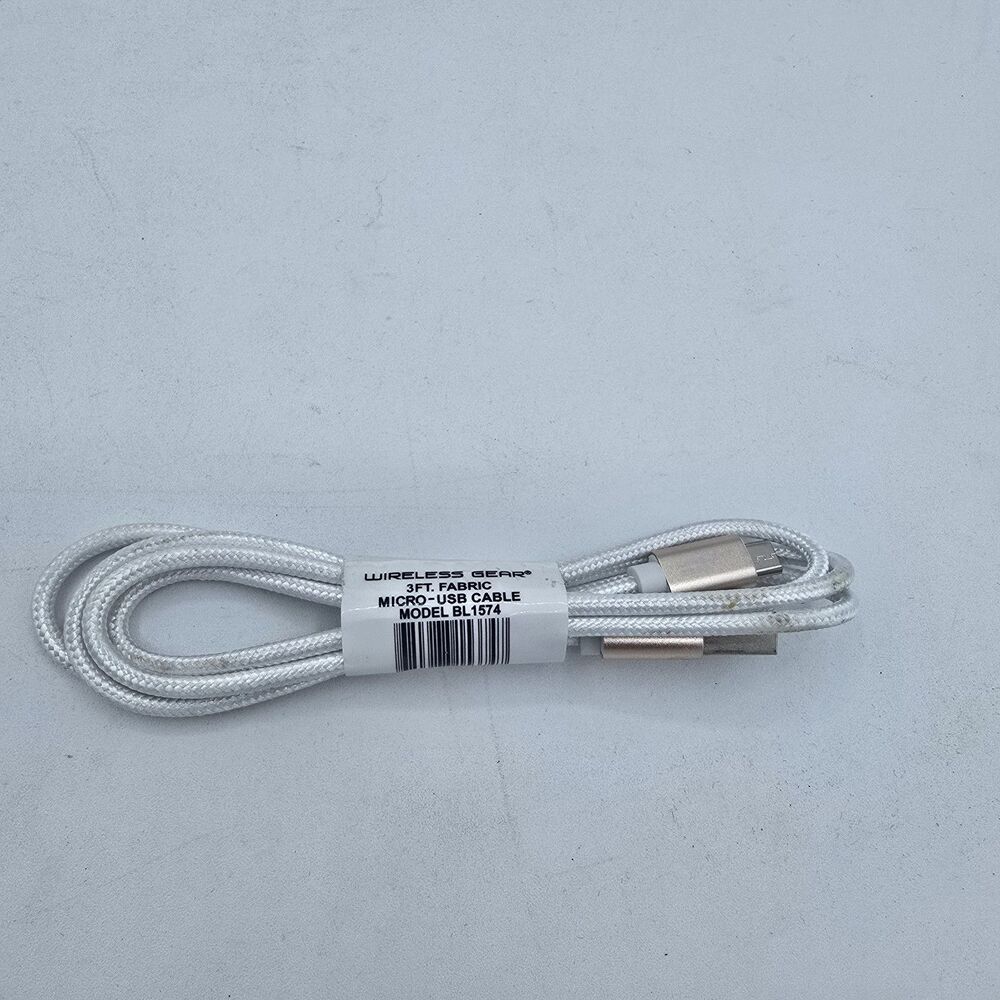 Wireless Gear 3FT Micro USB  Fabric Cable - White